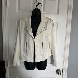 Lena Gabrielle Classic Moto Style Cream Jacket - size 8